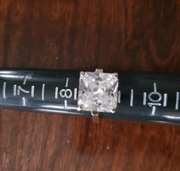 Large Clear CZ Square Ring Sz 8.75 - Picture 2 of 4